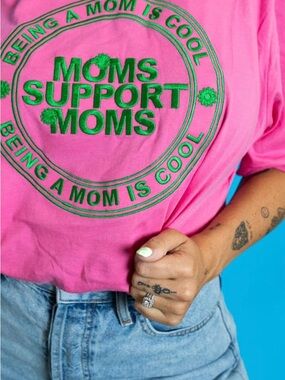 Slyfox - Moms Support Moms Pink Graphic Tee - Size S